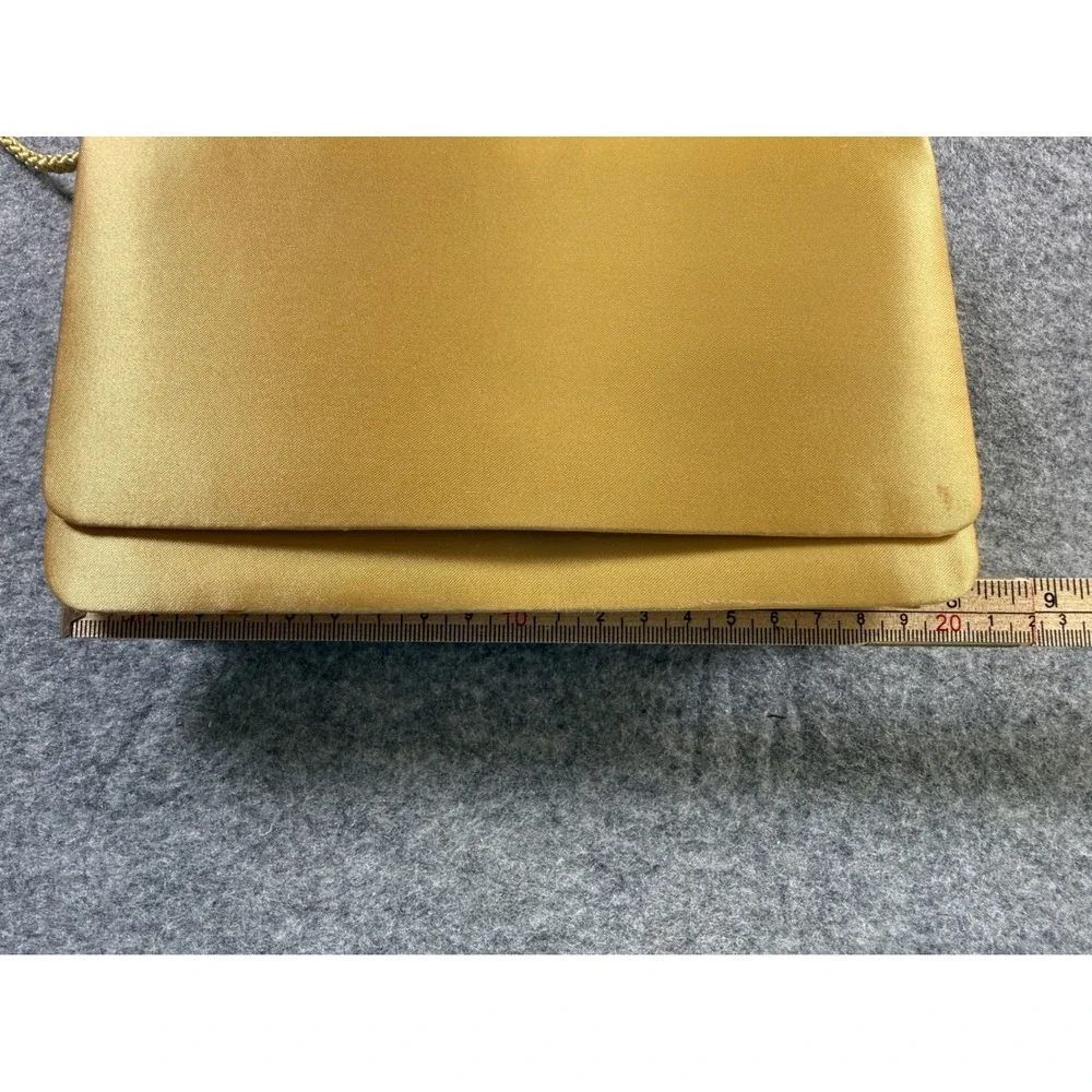 Unbranded Satin Evening Clutch Bag Womens OS Gold Yellow Braided Strap Mirror